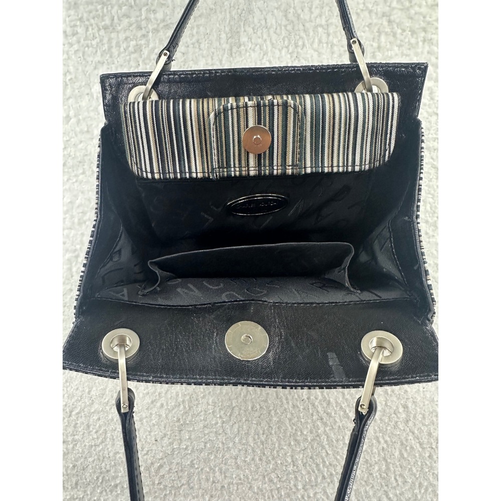 Charles Jourdan Striped Satchel Top Handle Bag Designer Purse Made in Spain - Picture 8 of 10